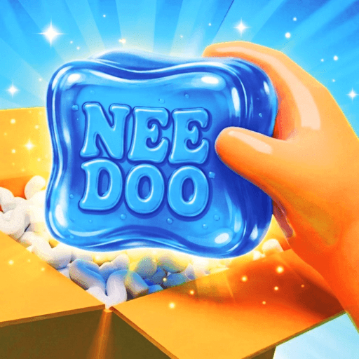 Official Unbox Squishies icon showing a glossy blue Squishy lifted from an orange box